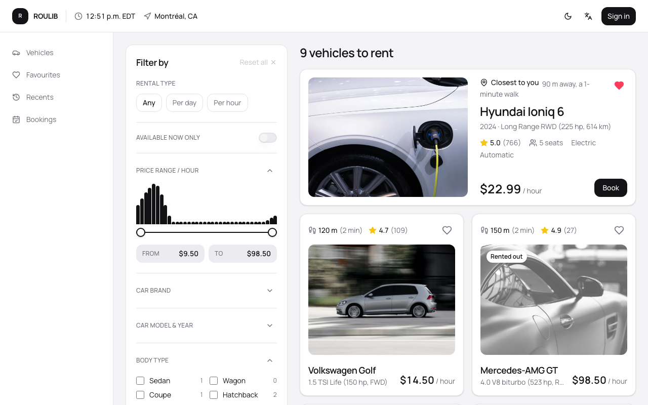 Car rental app